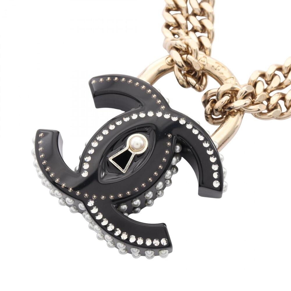 Chanel D22C Coco Mark Padlock Motif Double Choker Accessory GP (Gold Plated) ...